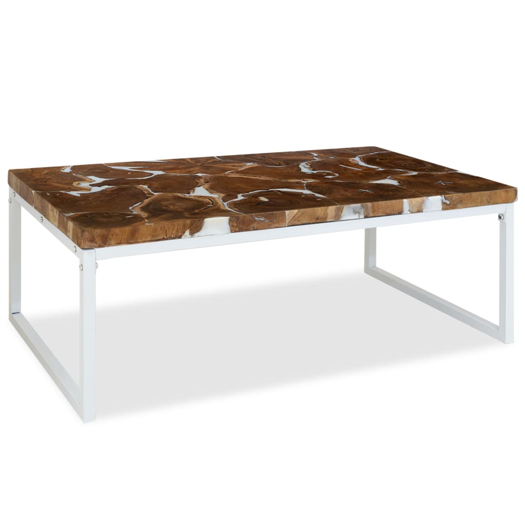 Salontafel 110x60x40 cm teakhout en hars is nu te koop bij PeponiXL, paradijselijk wonen!