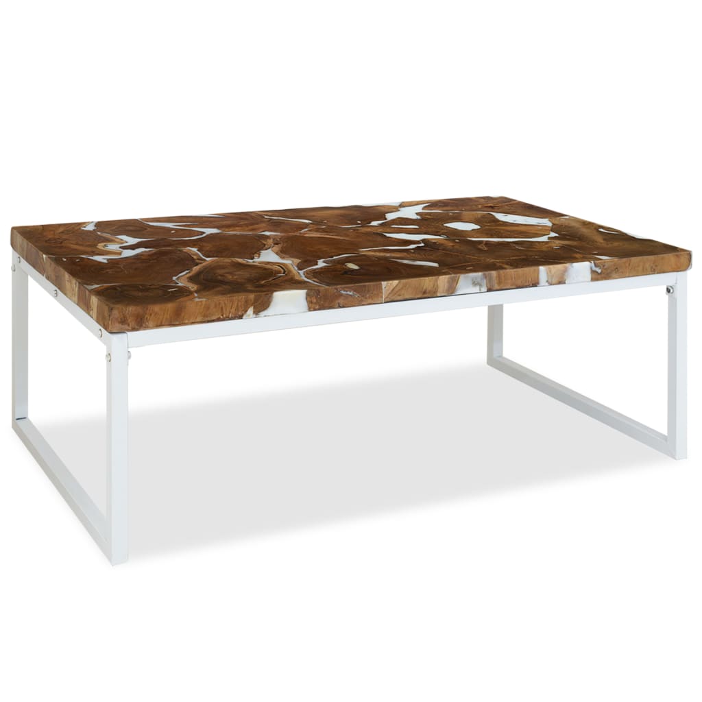 Salontafel 110x60x40 cm teakhout en hars is nu te koop bij PeponiXL, paradijselijk wonen!