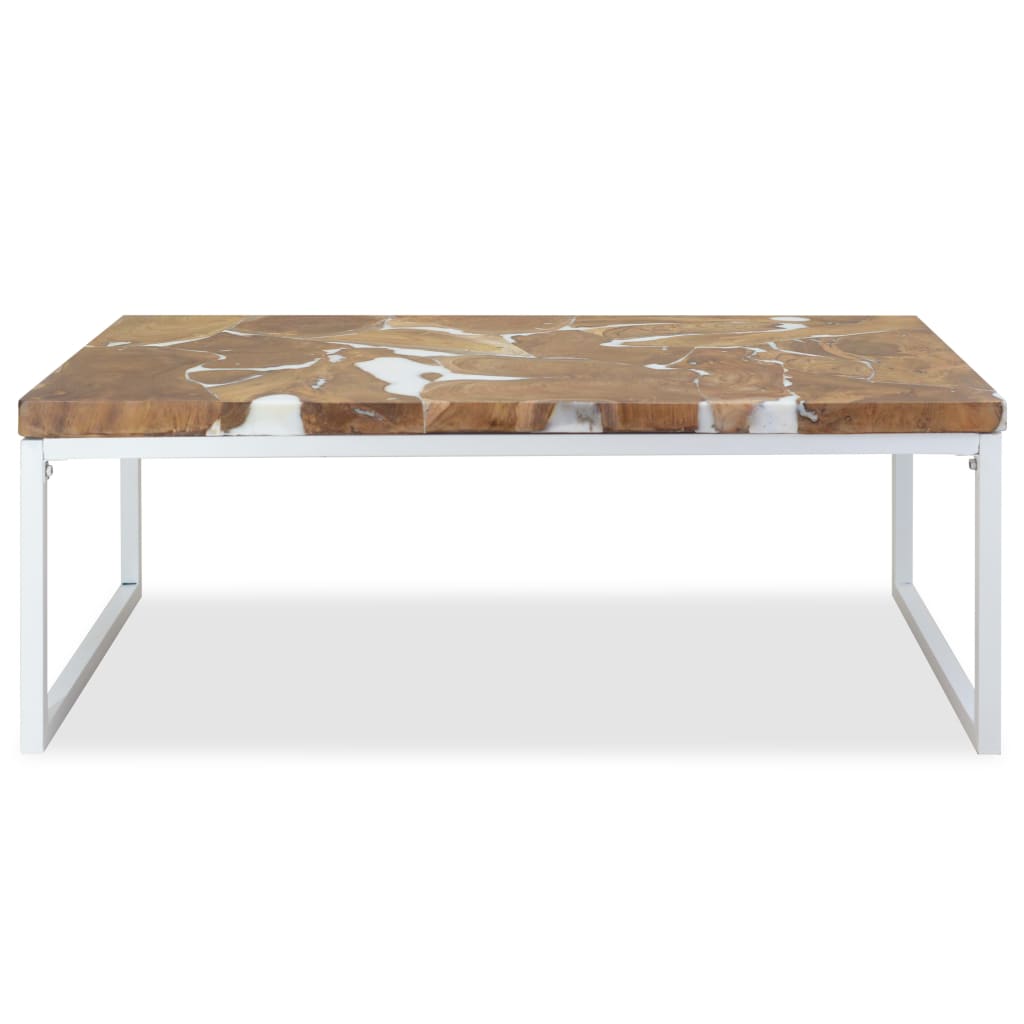 Salontafel 110x60x40 cm teakhout en hars is nu te koop bij PeponiXL, paradijselijk wonen!