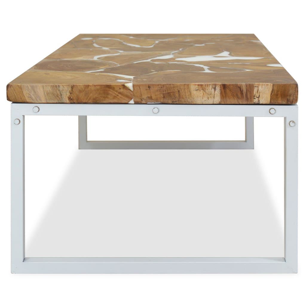 Salontafel 110x60x40 cm teakhout en hars is nu te koop bij PeponiXL, paradijselijk wonen!