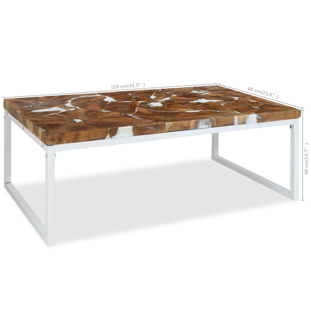Salontafel 110x60x40 cm teakhout en hars is nu te koop bij PeponiXL, paradijselijk wonen!