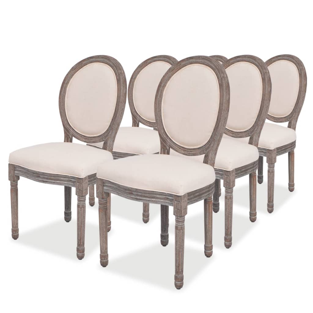 Eetkamerstoelen 6 st stof crèmekleurig is nu te koop bij PeponiXL, paradijselijk wonen!