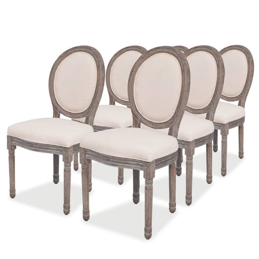 Eetkamerstoelen 6 st stof crèmekleurig is nu te koop bij PeponiXL, paradijselijk wonen!