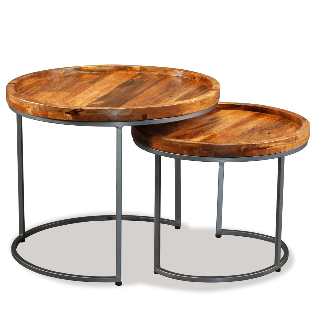 2-delige Bijzettafelset massief mangohout is nu te koop bij PeponiXL, paradijselijk wonen!