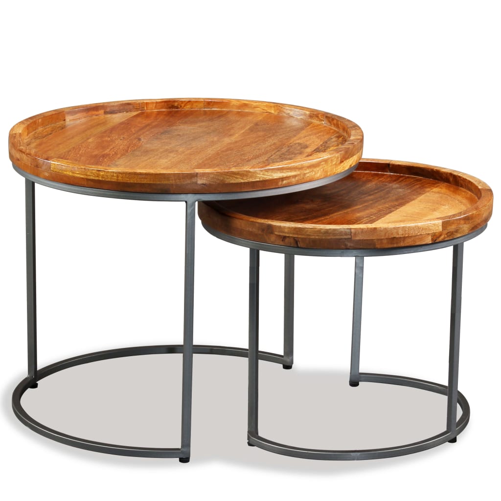 2-delige Bijzettafelset massief mangohout is nu te koop bij PeponiXL, paradijselijk wonen!