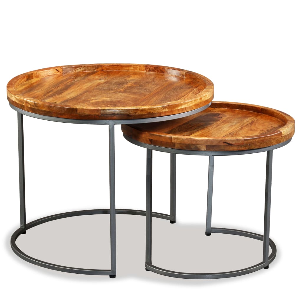 2-delige Bijzettafelset massief mangohout is nu te koop bij PeponiXL, paradijselijk wonen!