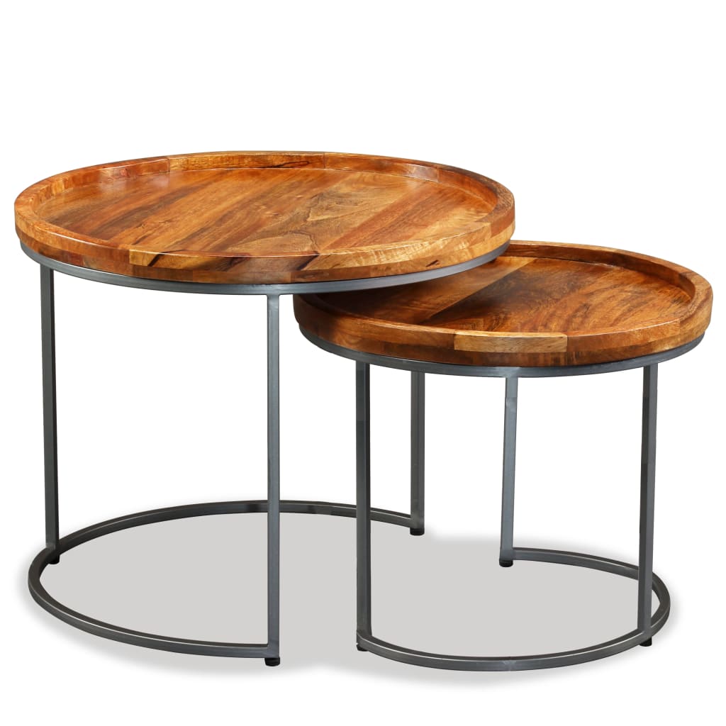 2-delige Bijzettafelset massief mangohout is nu te koop bij PeponiXL, paradijselijk wonen!