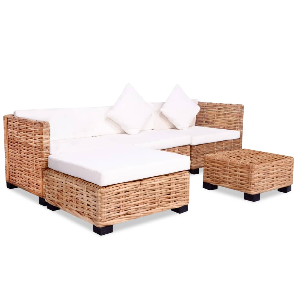 Loungeset natuurlijk rattan 14-delig is nu te koop bij PeponiXL, paradijselijk wonen!