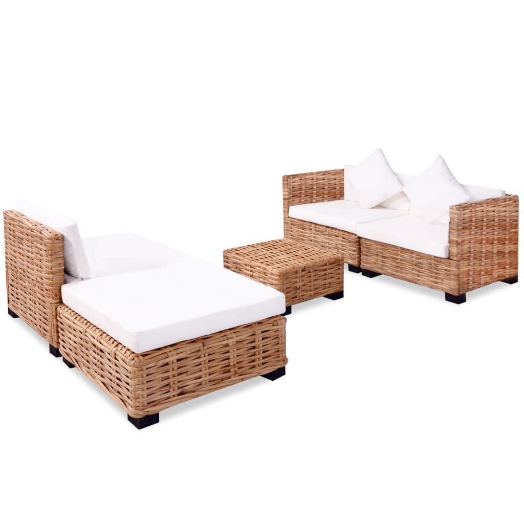 Loungeset natuurlijk rattan 14-delig is nu te koop bij PeponiXL, paradijselijk wonen!