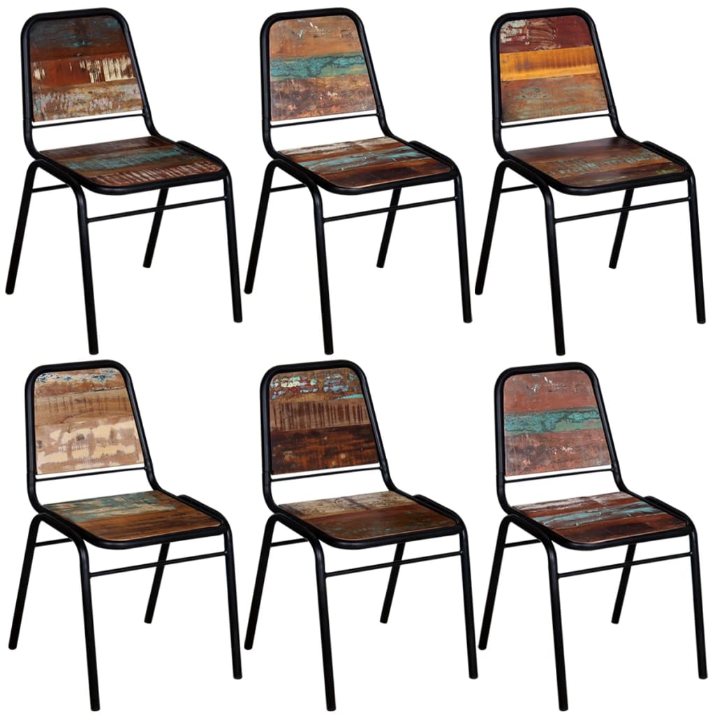 Eetkamerstoelen 6 st massief gerecycled hout is nu te koop bij PeponiXL, paradijselijk wonen!