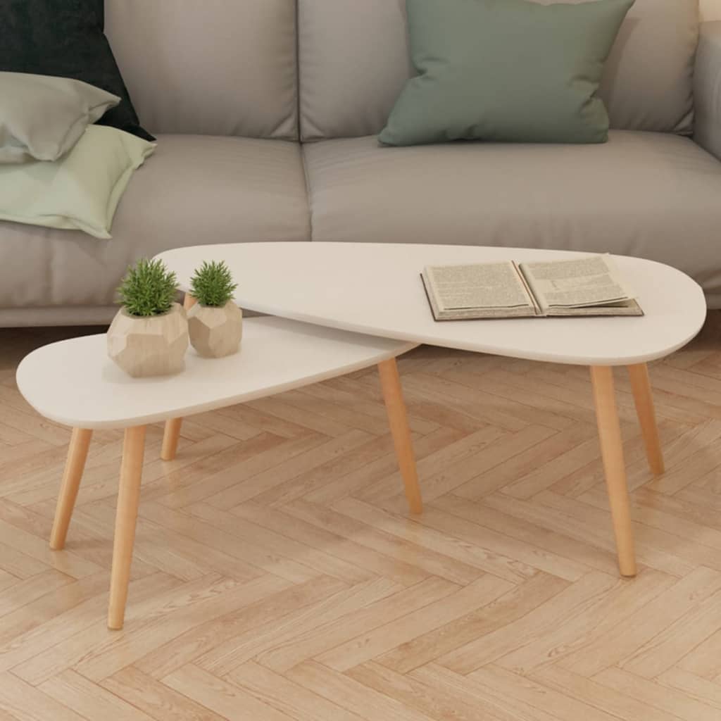 2-delige Salontafelset massief grenenhout wit is nu te koop bij PeponiXL, paradijselijk wonen!