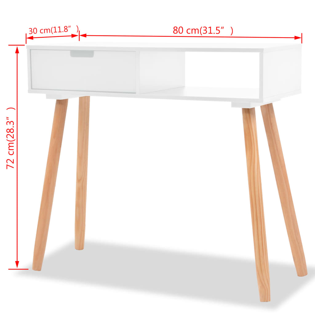 Wandtafel 80x30x72 cm massief grenenhout wit is nu te koop bij PeponiXL, paradijselijk wonen!