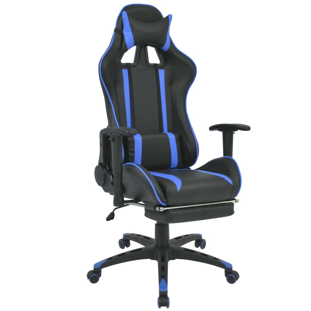 Bureau-/gamestoel verstelbaar met voetensteun blauw is nu te koop bij PeponiXL, paradijselijk wonen!
