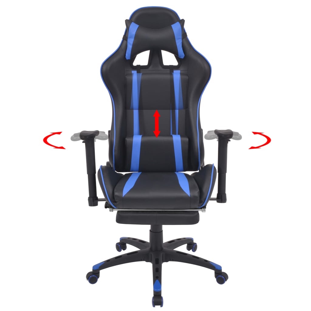 Bureau-/gamestoel verstelbaar met voetensteun blauw is nu te koop bij PeponiXL, paradijselijk wonen!