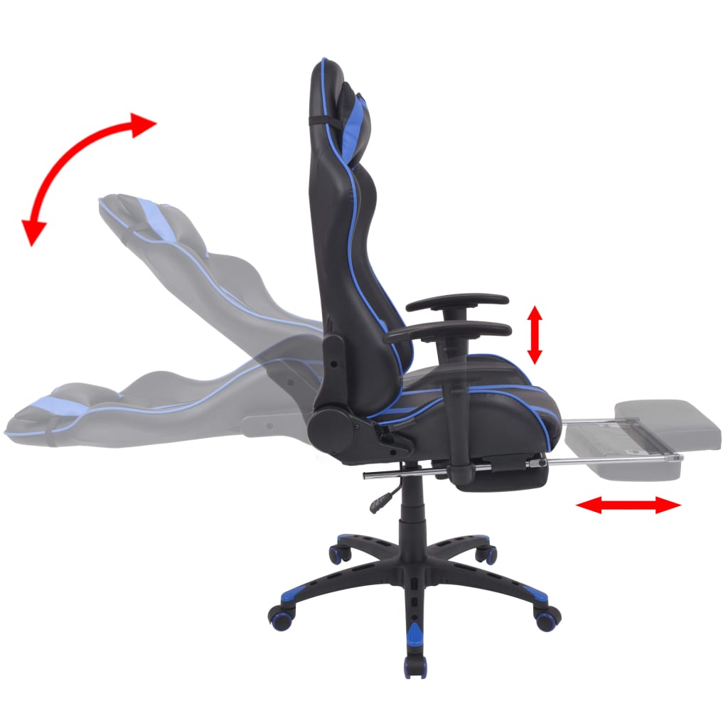 Bureau-/gamestoel verstelbaar met voetensteun blauw is nu te koop bij PeponiXL, paradijselijk wonen!
