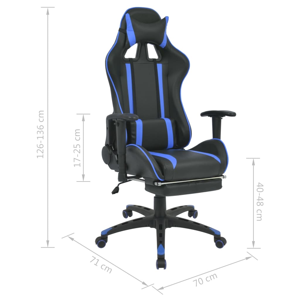 Bureau-/gamestoel verstelbaar met voetensteun blauw is nu te koop bij PeponiXL, paradijselijk wonen!