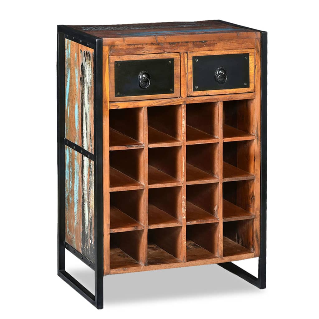 Wijnrek voor 16 flessen massief gerecycled hout is nu te koop bij PeponiXL, paradijselijk wonen!