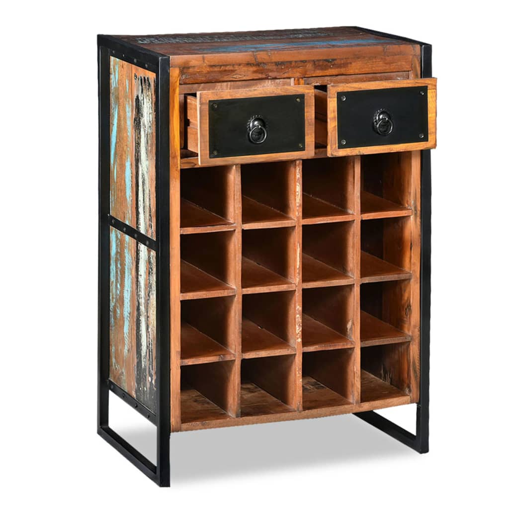Wijnrek voor 16 flessen massief gerecycled hout is nu te koop bij PeponiXL, paradijselijk wonen!