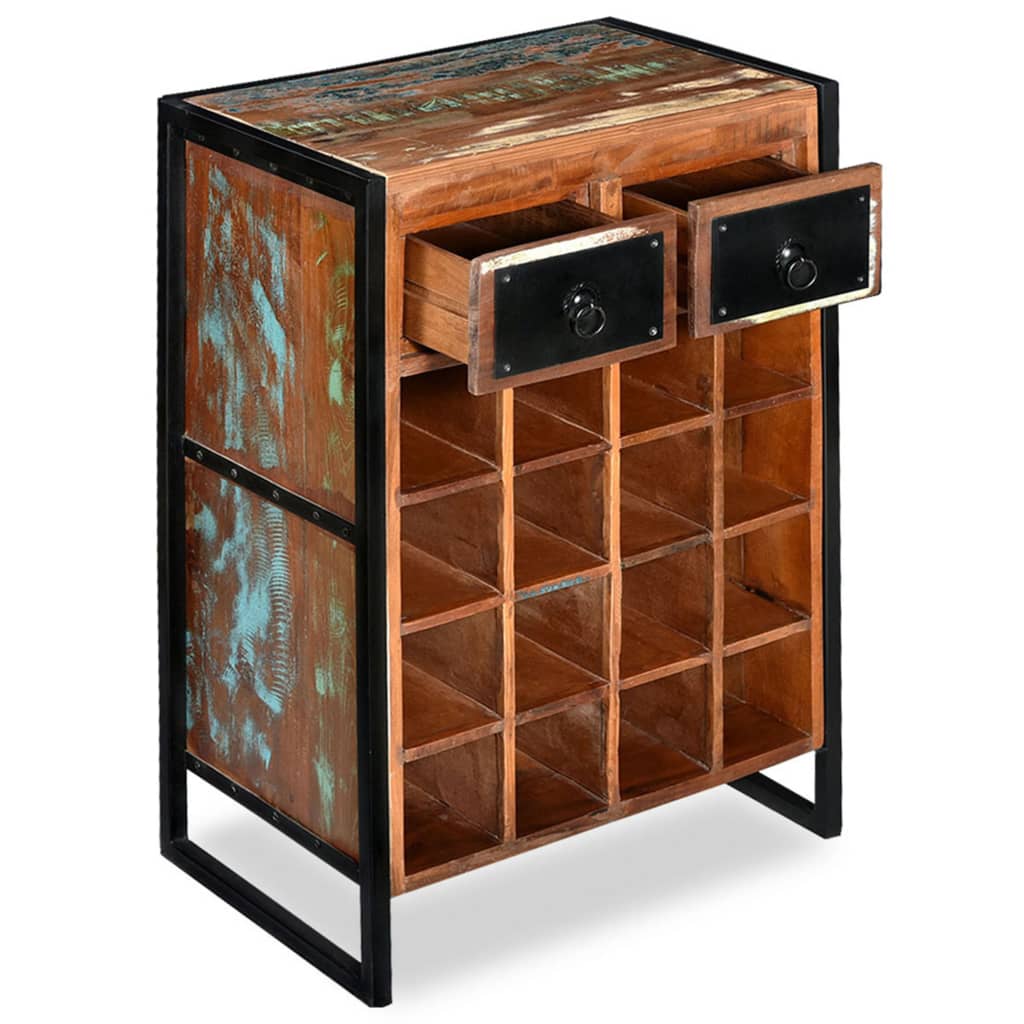 Wijnrek voor 16 flessen massief gerecycled hout is nu te koop bij PeponiXL, paradijselijk wonen!