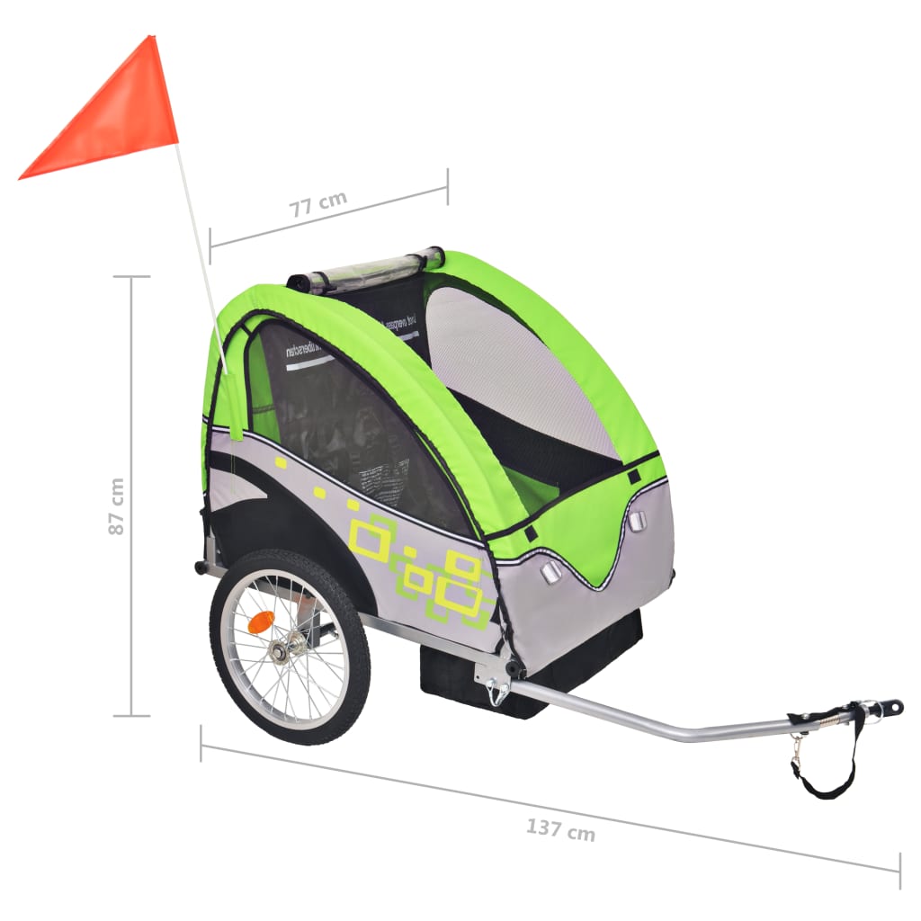 Fietstrailer 30 kg grijs en groen is nu te koop bij PeponiXL, paradijselijk wonen!