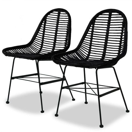 Eetkamerstoelen 2 st natuurlijk rattan zwart is nu te koop bij PeponiXL, paradijselijk wonen!