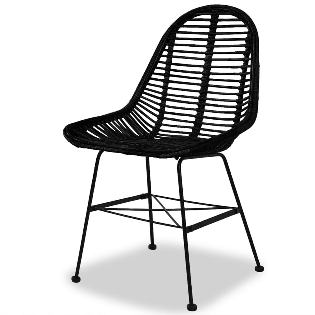 Eetkamerstoelen 2 st natuurlijk rattan zwart is nu te koop bij PeponiXL, paradijselijk wonen!