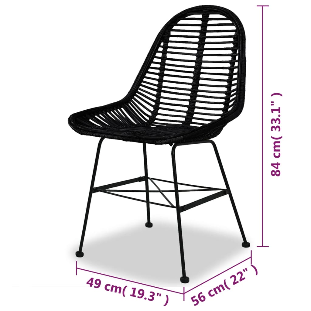 Eetkamerstoelen 2 st natuurlijk rattan zwart is nu te koop bij PeponiXL, paradijselijk wonen!
