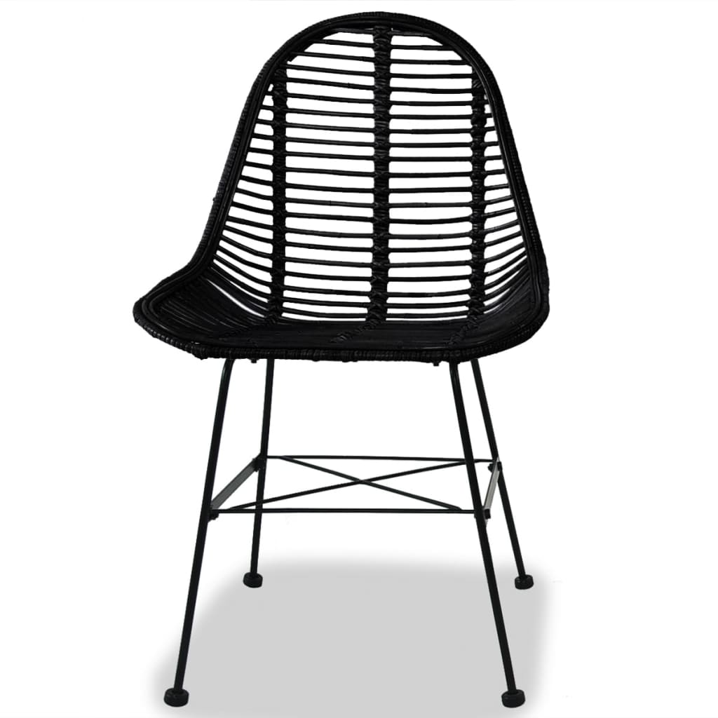Eetkamerstoelen 4 st natuurlijk rattan zwart is nu te koop bij PeponiXL, paradijselijk wonen!