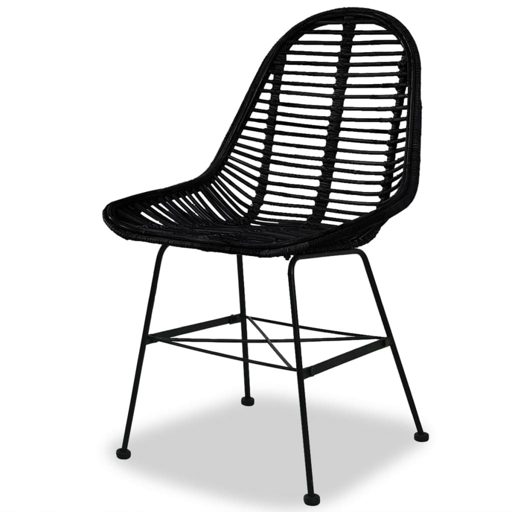Eetkamerstoelen 4 st natuurlijk rattan zwart is nu te koop bij PeponiXL, paradijselijk wonen!