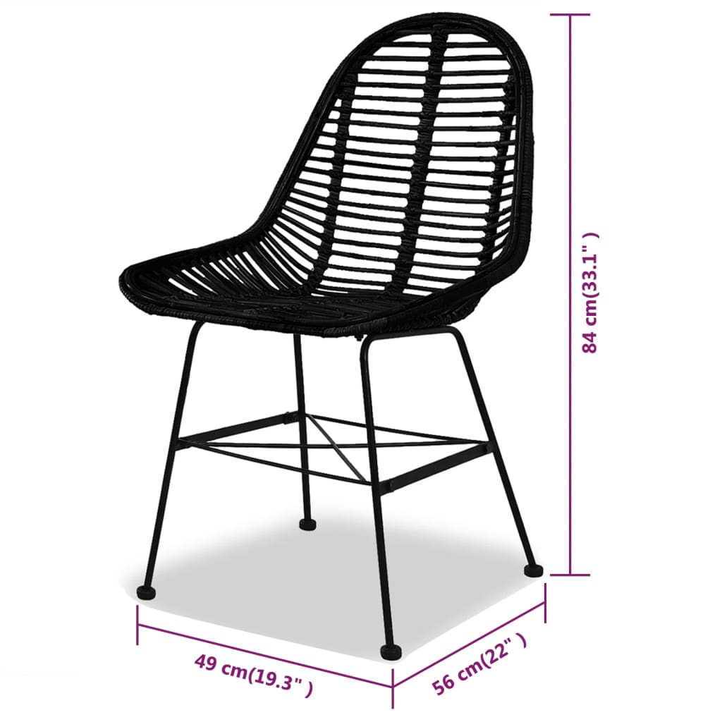 Eetkamerstoelen 4 st natuurlijk rattan zwart is nu te koop bij PeponiXL, paradijselijk wonen!