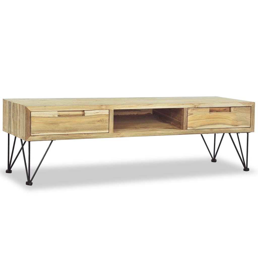 Tv-meubel 120x35x35 cm massief teakhout is nu te koop bij PeponiXL, paradijselijk wonen!