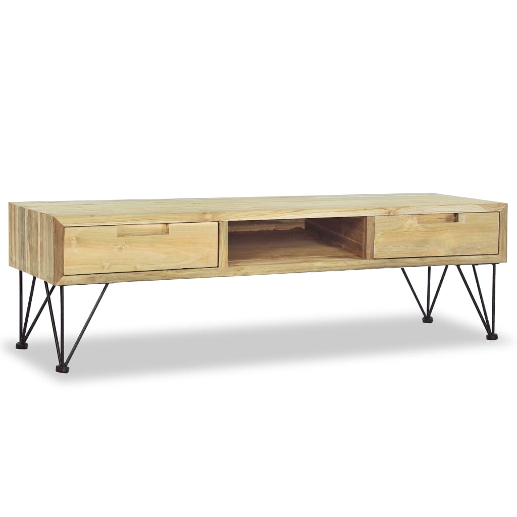 Tv-meubel 120x35x35 cm massief teakhout is nu te koop bij PeponiXL, paradijselijk wonen!