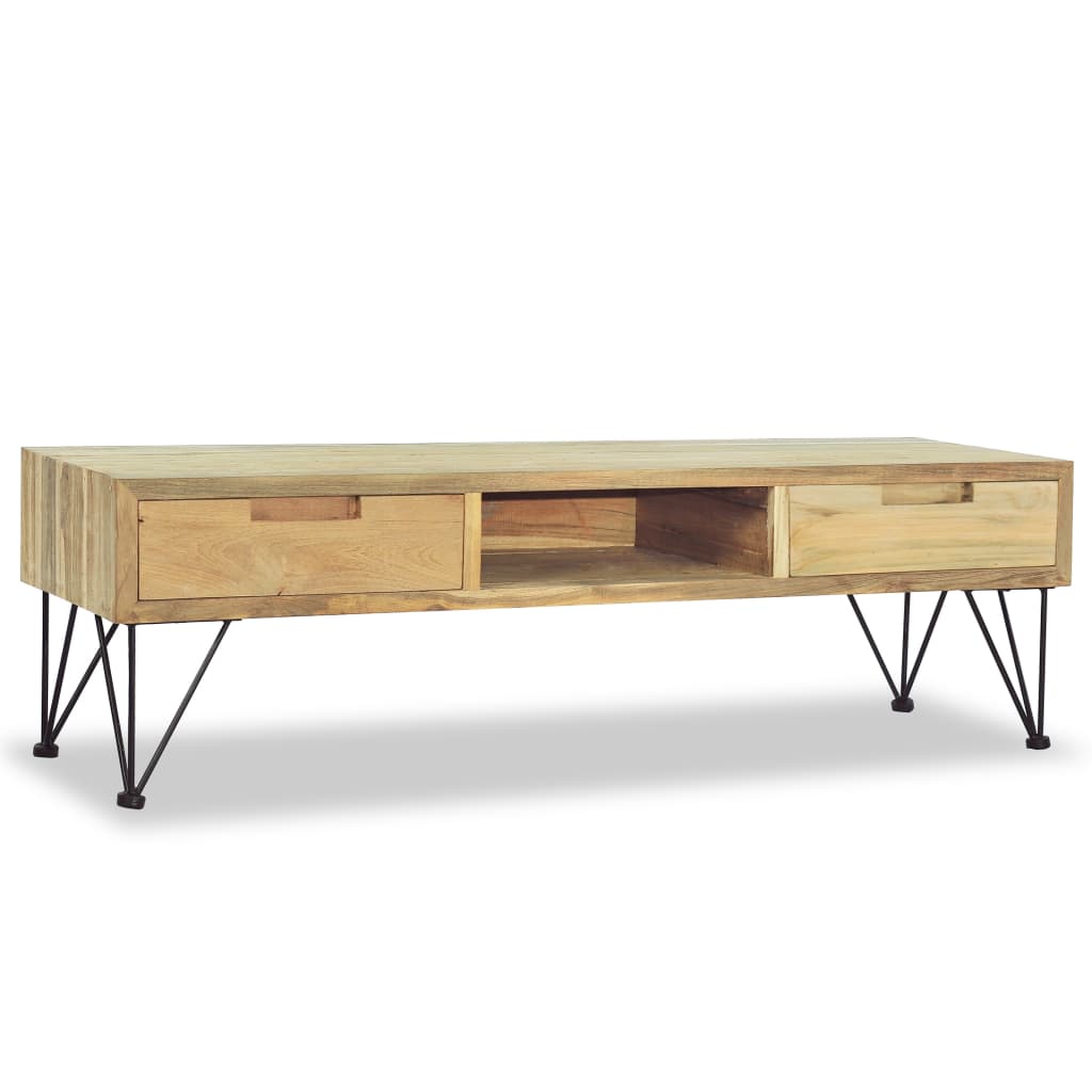 Tv-meubel 120x35x35 cm massief teakhout is nu te koop bij PeponiXL, paradijselijk wonen!