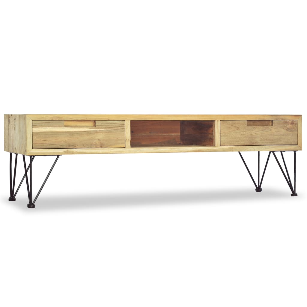 Tv-meubel 120x35x35 cm massief teakhout is nu te koop bij PeponiXL, paradijselijk wonen!