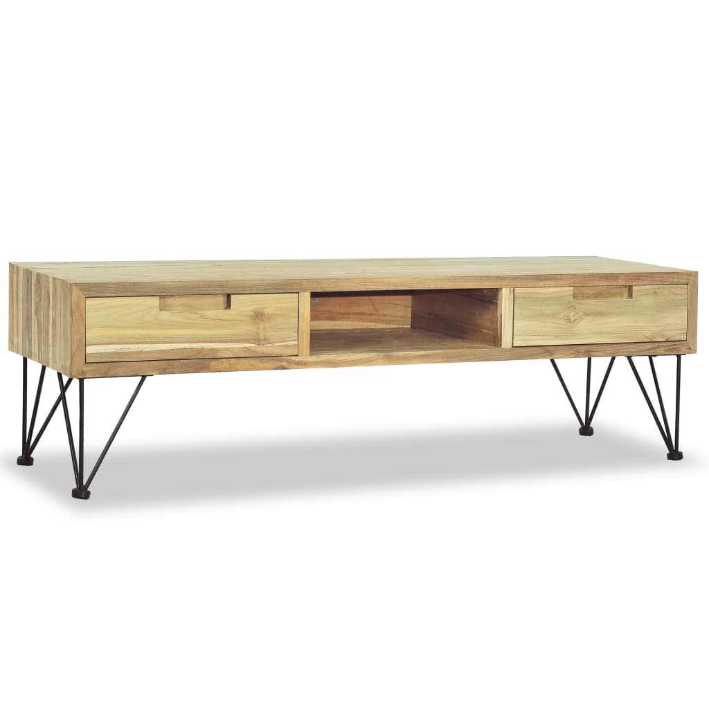 Tv-meubel 120x35x35 cm massief teakhout is nu te koop bij PeponiXL, paradijselijk wonen!