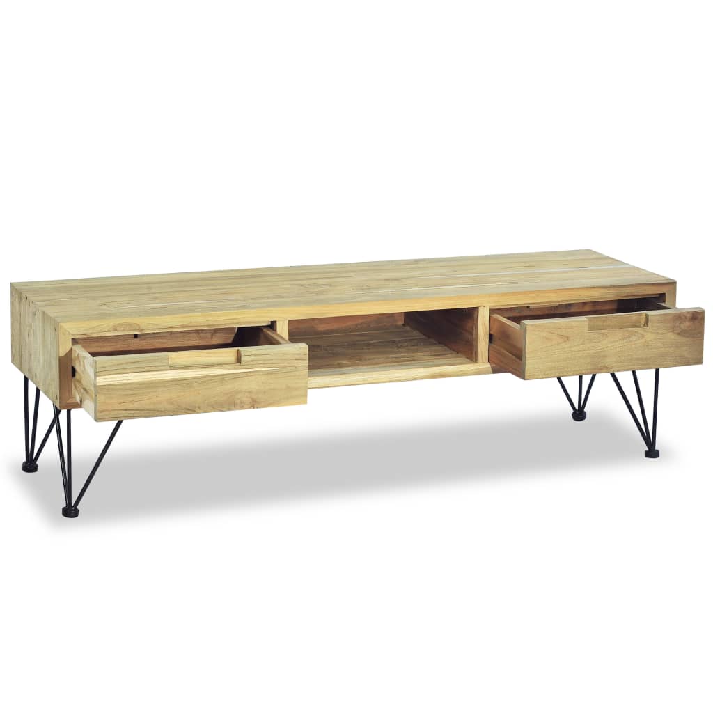 Tv-meubel 120x35x35 cm massief teakhout is nu te koop bij PeponiXL, paradijselijk wonen!