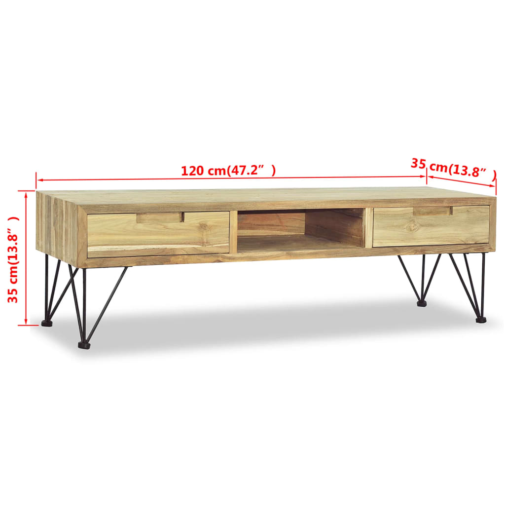 Tv-meubel 120x35x35 cm massief teakhout is nu te koop bij PeponiXL, paradijselijk wonen!