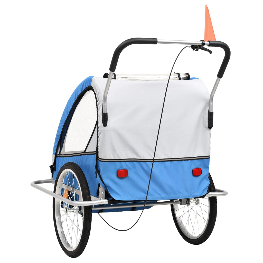 Fietstrailer en kinderwagen 2-in-1 blauw en grijs is nu te koop bij PeponiXL, paradijselijk wonen!