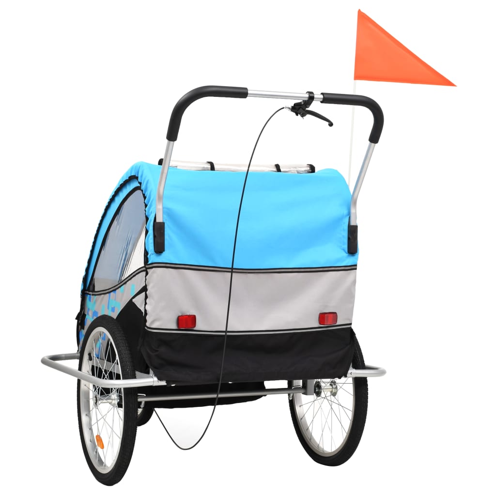 Fietstrailer en kinderwagen 2-in-1 blauw en grijs is nu te koop bij PeponiXL, paradijselijk wonen!