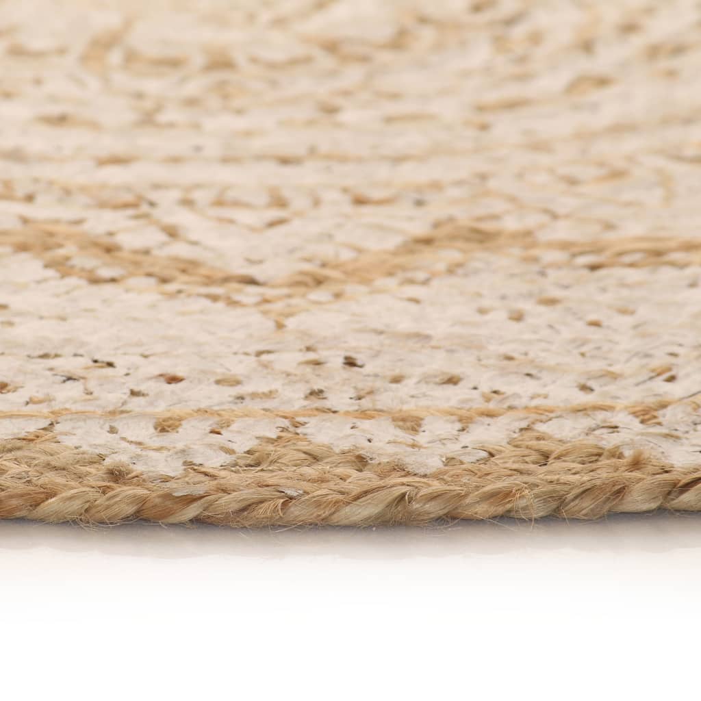 Tapijt met print rond 90 cm gevlochten jute is nu te koop bij PeponiXL, paradijselijk wonen!