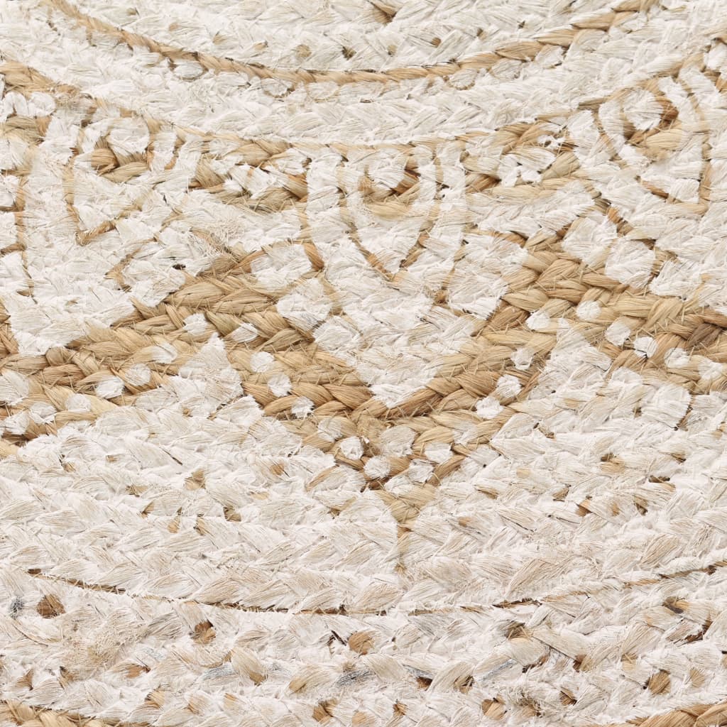 Tapijt met print rond 90 cm gevlochten jute is nu te koop bij PeponiXL, paradijselijk wonen!