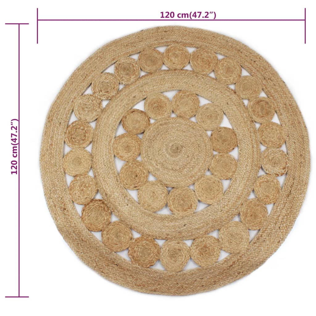 Tapijt met ontwerp rond 120 cm gevlochten jute is nu te koop bij PeponiXL, paradijselijk wonen!