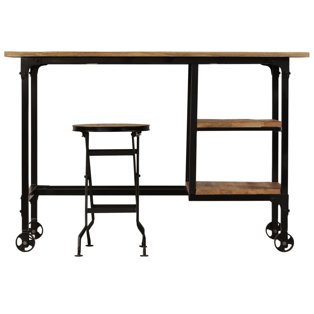 Bureau met inklapbaar krukje 115x50x76 cm massief mangohout is nu te koop bij PeponiXL, paradijselijk wonen!
