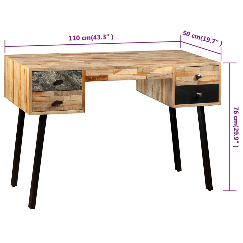 Schrijftafel 110x50x76 cm massief gerecycled teakhout is nu te koop bij PeponiXL, paradijselijk wonen!