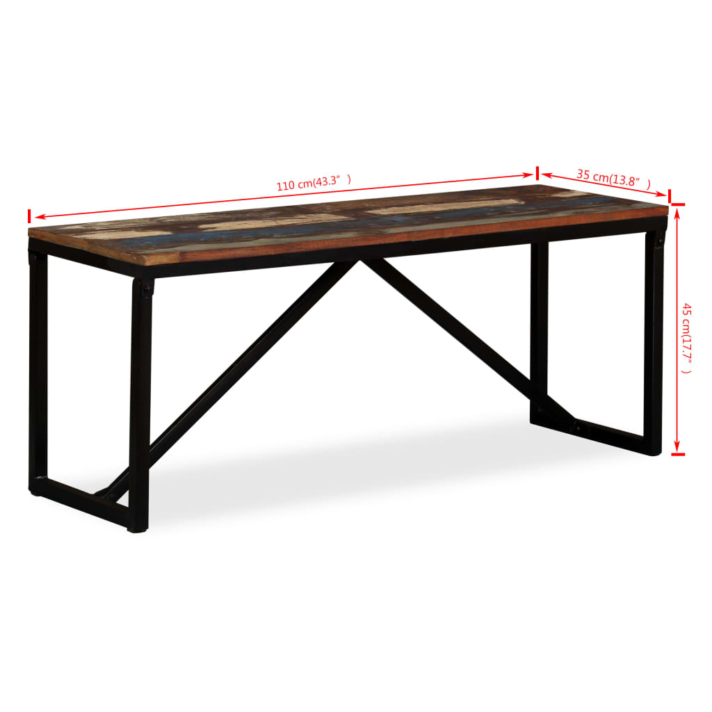 Bankje 110x35x45 cm massief gerecycled hout is nu te koop bij PeponiXL, paradijselijk wonen!