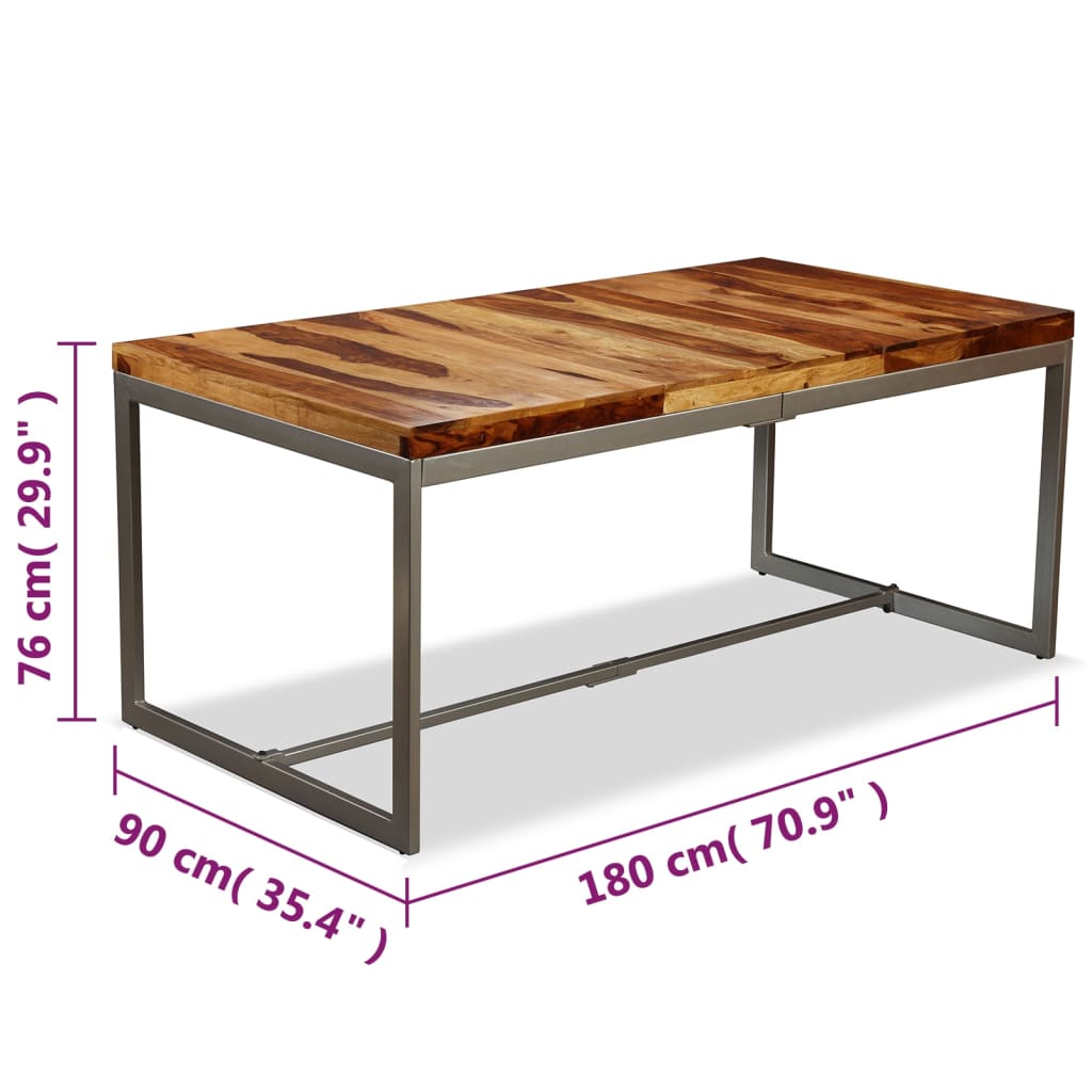 Eettafel 180 cm massief acaciahout en staal is nu te koop bij PeponiXL, paradijselijk wonen!