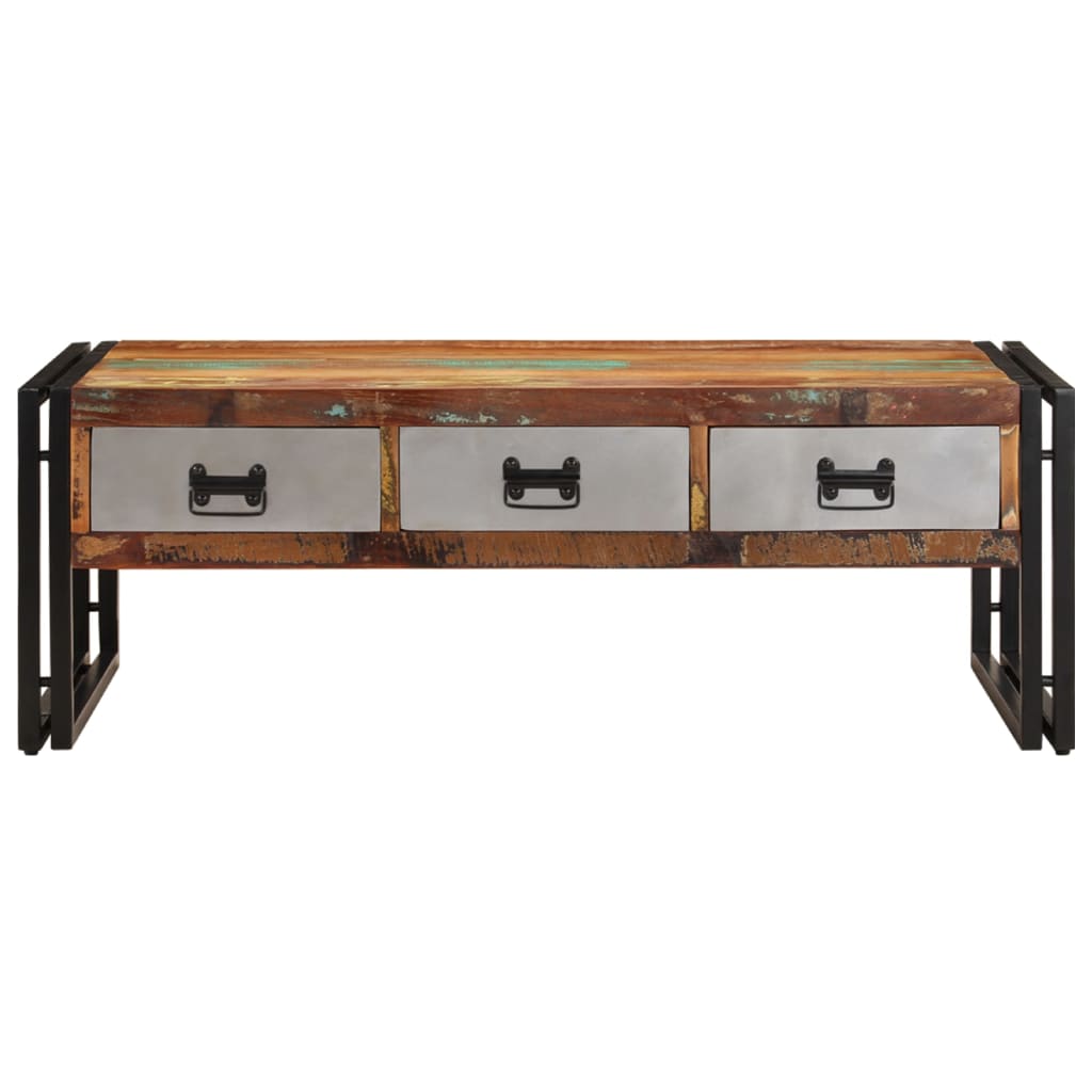 Salontafel met 3 lades 100x50x35 cm massief gerecycled hout is nu te koop bij PeponiXL, paradijselijk wonen!