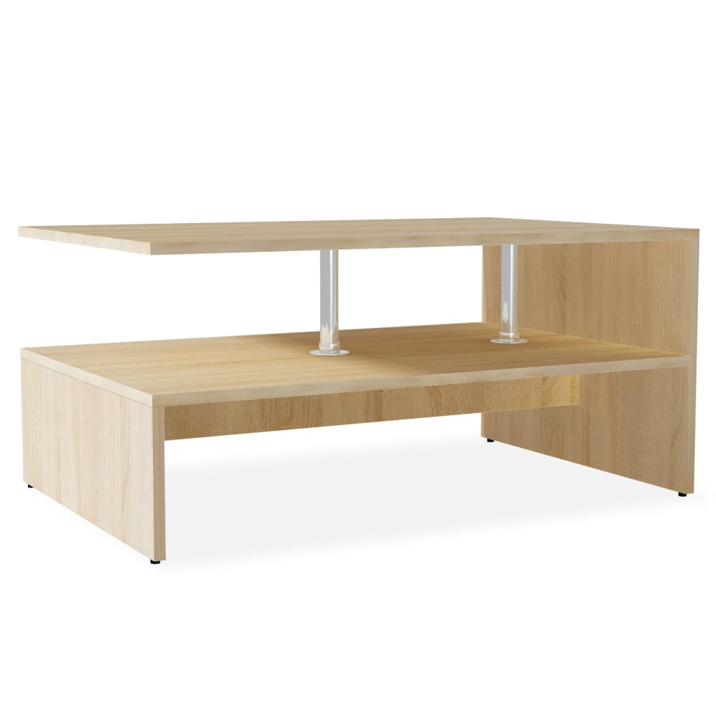 Salontafel 90x59x42 cm bewerkt hout eikenkleurig is nu te koop bij PeponiXL, paradijselijk wonen!