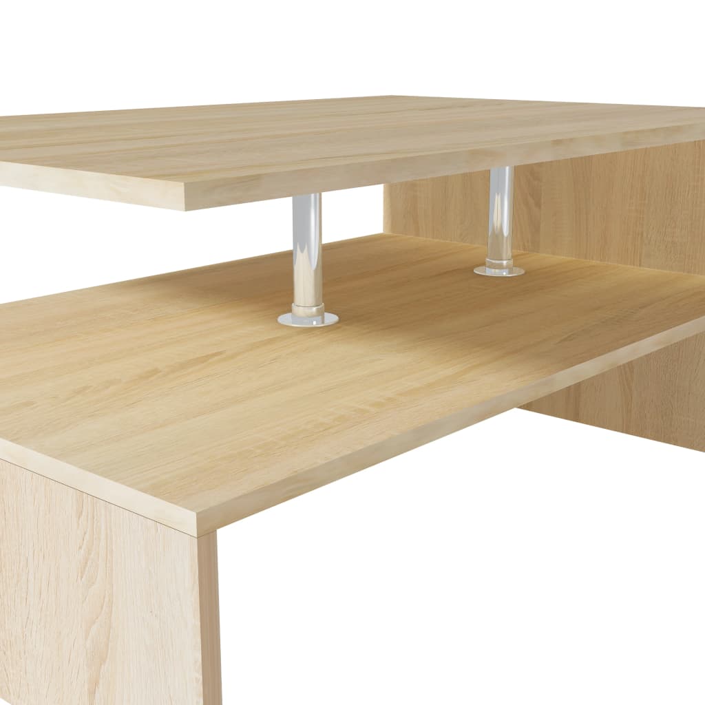 Salontafel 90x59x42 cm bewerkt hout eikenkleurig is nu te koop bij PeponiXL, paradijselijk wonen!