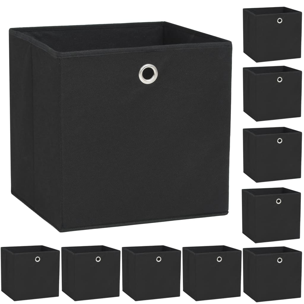 Opbergboxen 10 st 32x32x32 cm nonwoven stof zwart is nu te koop bij PeponiXL, paradijselijk wonen!